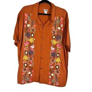 Retro Floral Shirt Orange Latin Heritage 1X Colorful Neutral Tribal Classic Chic